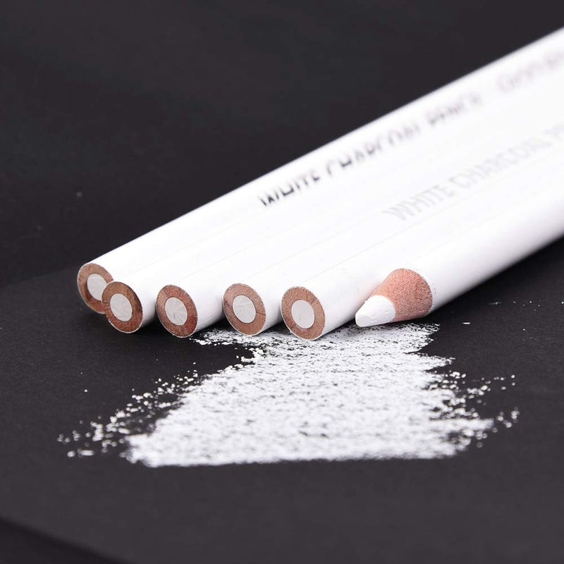 Qianshan 2 Pcs White Sketch Charcoal Pencils -Professional Hight Quality Sketch Highlight White Charcoal Wooden Pencils for Artist Drawing, Sketching, Blending - Image 5